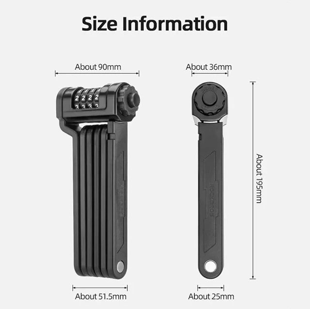 ROCKBROS Folding Bike Lock - Combination